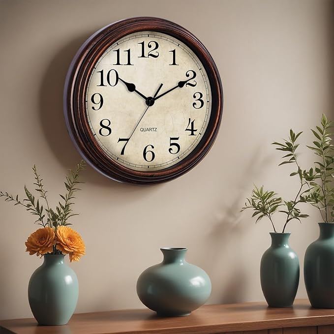 Wall Clock, 9 Inch Silent Non Ticking Classic Battery Operated Clocks, - Image 5