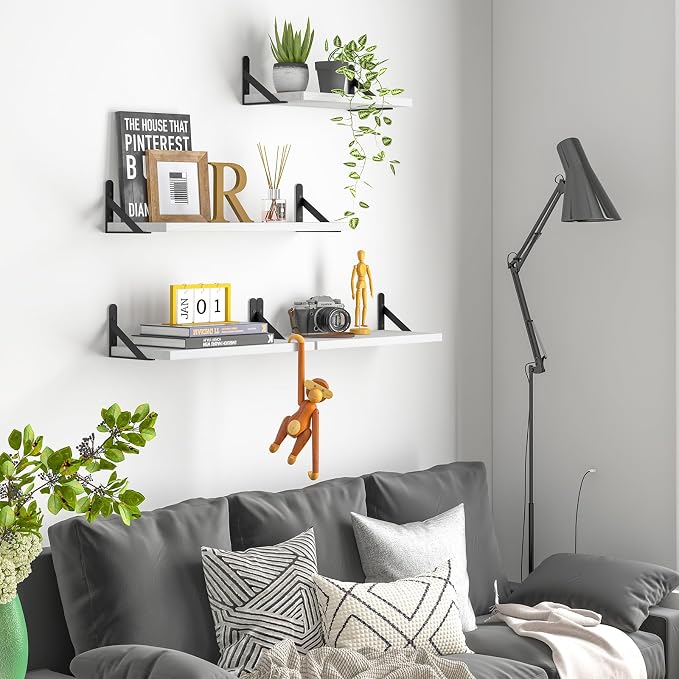 YGEOMER White Floating Shelves for Wall, Different Sizes Rustic Wall Shelves - Image 6