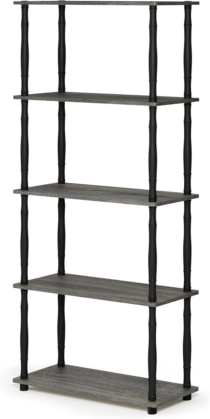 Furinno TURN-S-TUBE Storage Shelves, 5-Tier Book Shelf, Corner Shelf, Toolless - Image 5