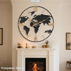 Pytha Sight 30 Inch Large Modern Decorative Metal World Map Wall Clocks Giant - Image 4