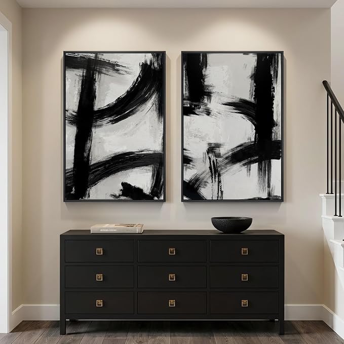 Framed Black and White Abstract Wall Art Set of 2 - Image 8