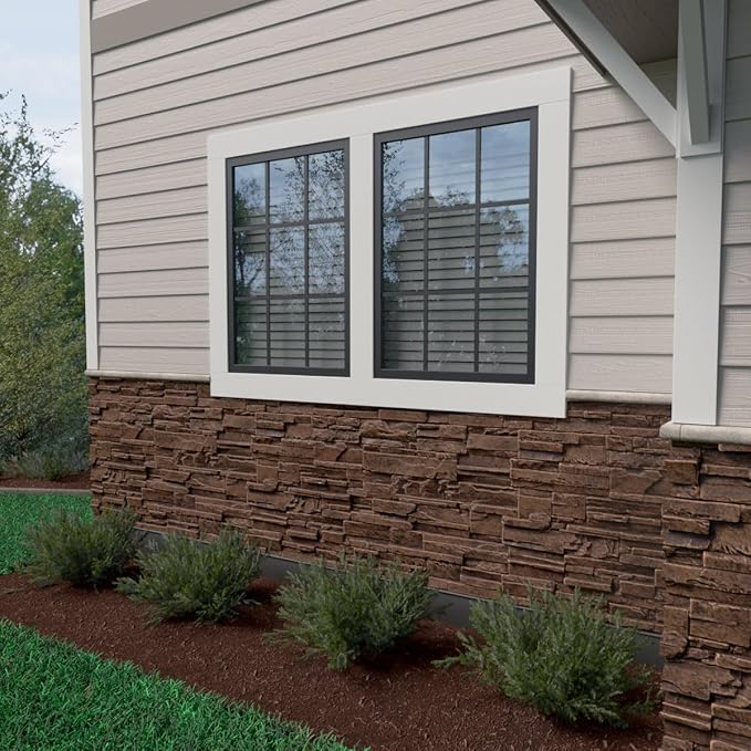 EverStone Cascade Faux Stone Panel, 48 5/8"W x 24 3/4"H x 1 1/4"D, Sequoia - Image 10