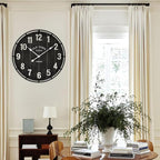 EMAX HOME Large Old Town Farmhouse Black Wall Clock 24 Inch Rustic Antique Wood - Image 3