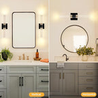 Black Modern LED Wall Sconces Set of Two 3000K-6000K Crystal Bathroom Sconce - Image 2