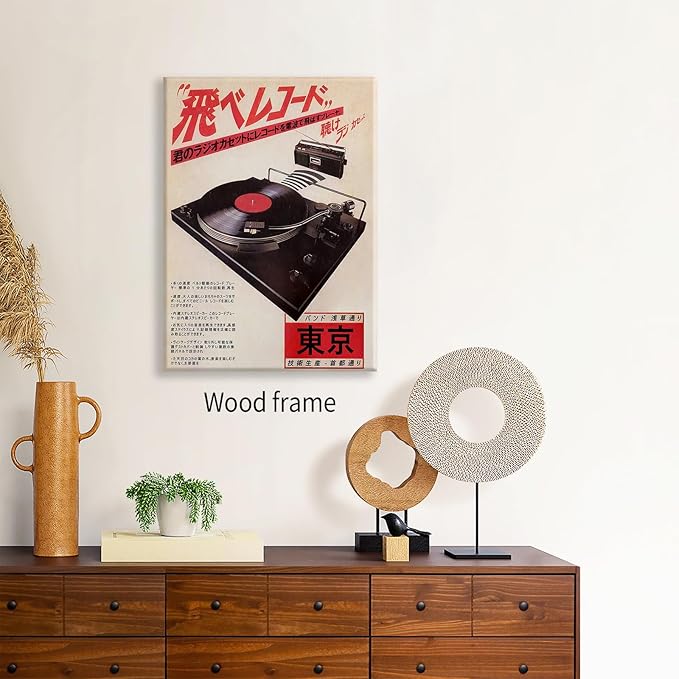 Podafu Japanese Retro Music Poster Framed Canvas Wall Art Vintage Asian Decor - Image 4