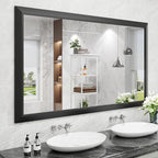 Amorho Black Bathroom Mirror, 60X36 Inch Thick Metal Framed Wall Mirrors by Amorho
