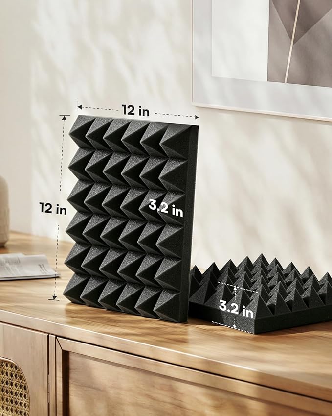 SODOCT 24 Pack 3.2 Inches Extra Thick Pyramid Acoustic Foam Panels, 12 x 12 - Image 2