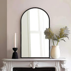 Dewfig Arched Wall Mounted Mirror, Arch Black Mirror - Image 2