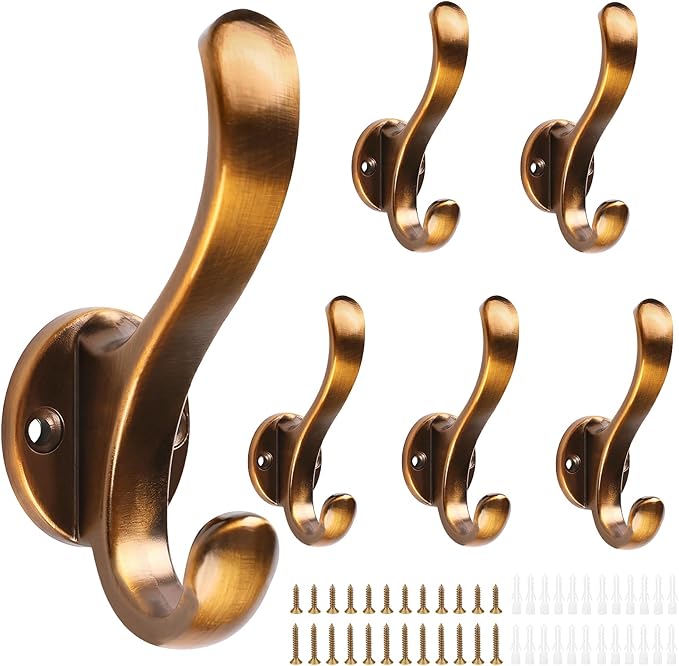 Heavy Duty Wall Hooks, Metal Mounting Hardware, Double Prong Design, Decorative by Ruiziiz