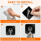 DDMY Adhesive Hooks for Hanging Heavy Duty 2026 Upgraded Black 24 Pack Sticky - Image 6