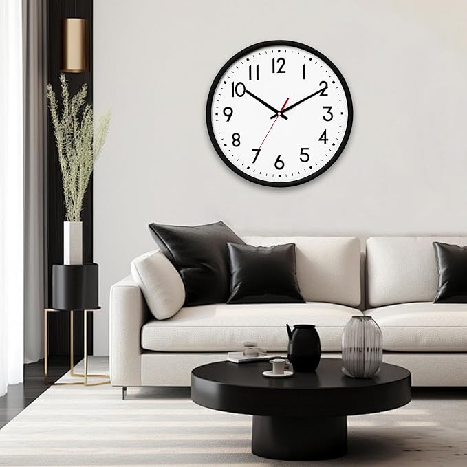 HZDHCLH Wall Clock Black, Silent Wall Clocks Battery Operated 12 Inch Modern - Image 6