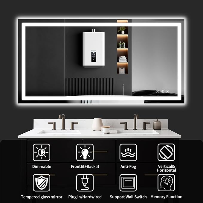 48"x32" LED Bathroom Mirror - Image 8