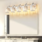 Modern Crystal Bathroom Vanity Light 5 Light Brushed Nickel Vanity Lighting - Image 2