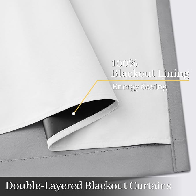 Yakamok 100% Blackout Curtain Panels 63 inches Cold and Light Blocking Drapes - Image 3