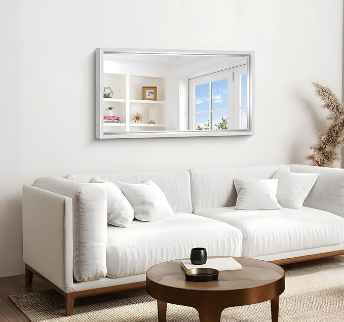 42x24 Silver Bathroom Mirror, Brushed Silver Rectangular Mirror - Image 2