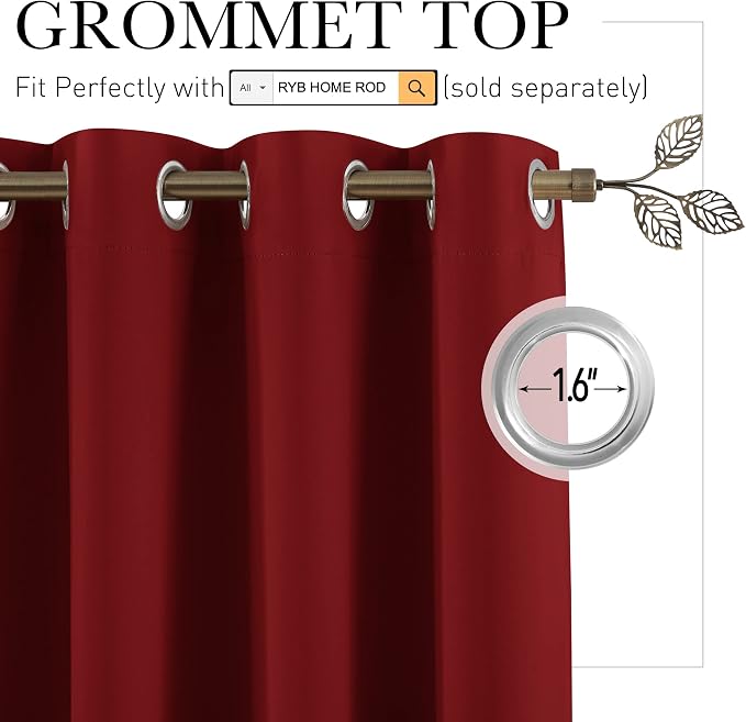 RYB HOME Blackout Room Divider Curtain, Soundproof Privacy Screen Curtains - Image 2