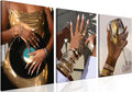 Black Girl wall Art Set of 3, African American Woman Wall Decor Fashion Gold by YFvrPtYourFavoritePainting