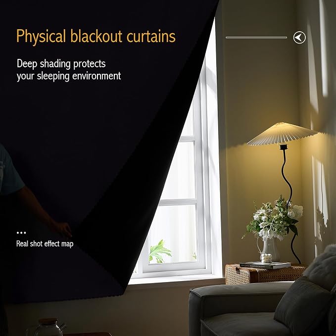 AJAZZ 100% Window Blinds Blackout Portable Blackout Curtains Adhesive Curtains - Image 2