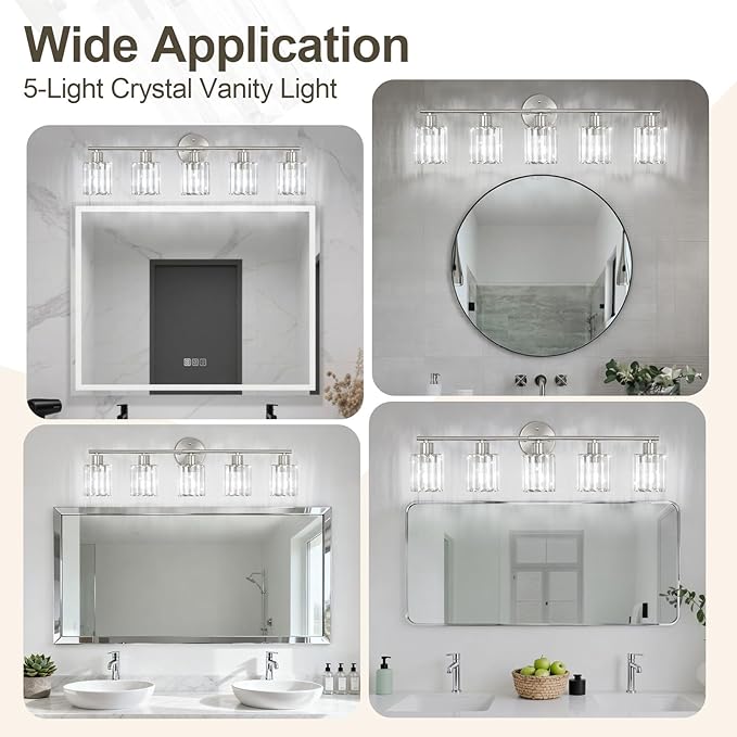 Crystal Bathroom Light Fixtures, Bathroom Lighting Fixtures Over Mirror - Image 6