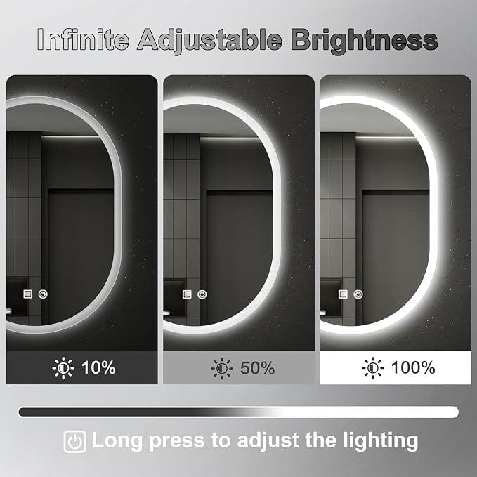 16x24 LED Bathroom Mirror with Lights Oval, Lighted Bathroom Vanity Mirror - Image 3