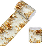 HOMETITUTE Wallpaper Border Peel and Stick Baroque Gold Texture Decorative Wall by HOMETITUTE