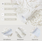 Yasinet Peel and Stick Wallpaper Boho Floral Wallpaper Vintage Floral Contact - Image 8