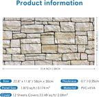 COMSTICKC 3D Faux Stone Wall Sticker Peel and Stick Wall Covering, DIY - Image 5