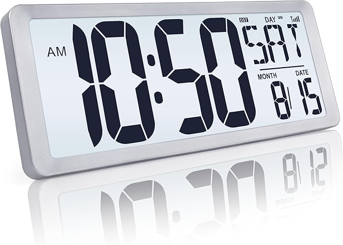 TXL Silver Large Digital Wall Clock by TXL