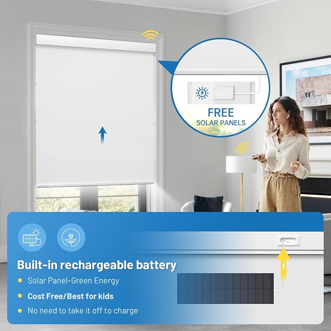 Motorized Blinds with Remote, Cordless Smart Blinds with Valance Cover - Image 3