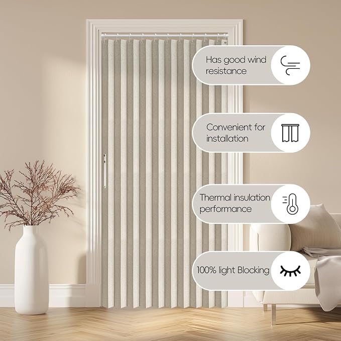 AJAZZ 100% Blackout Magnetic Door Curtain Accordion Doors Interior Accordion - Image 9