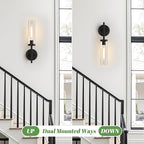 MOKATNG Wall Sconces Set of Two, Matte Black Bathroom Sconces - Image 6