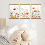 KISSFOX Colorful Wildflower Canvas Wall Art Set Of 3 Flowers Pictures Prints - Image 2