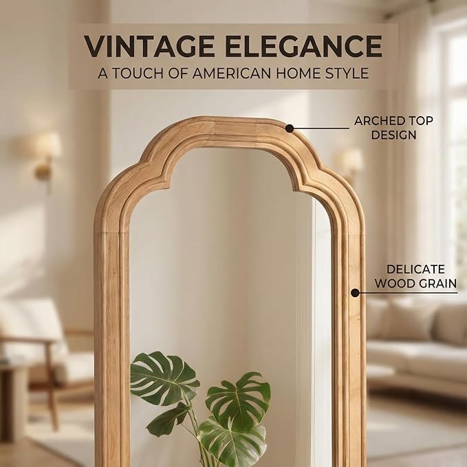 Wood Bathroom Mirror for Wall, 24 x 16 Inch Decorative Wall Mirror - Image 5