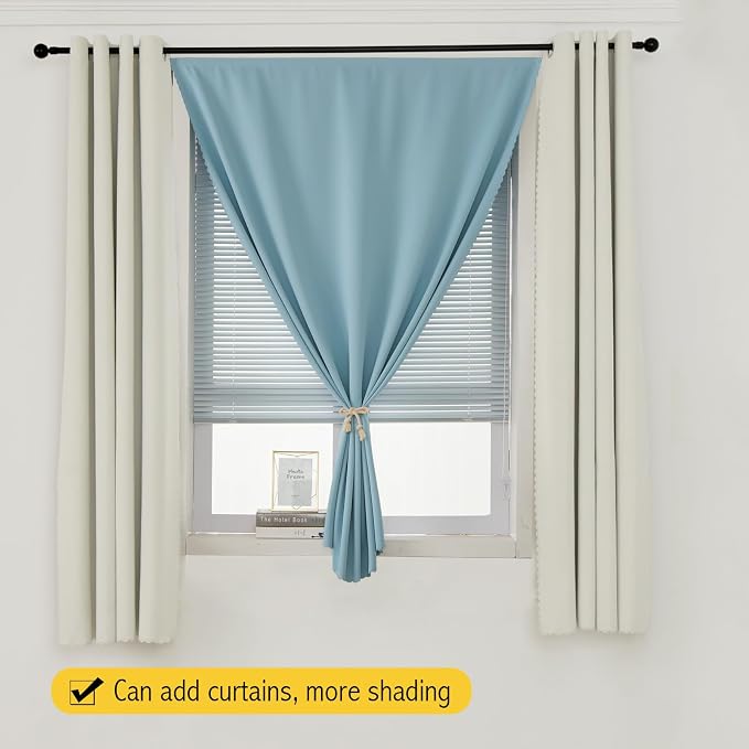 Thermal Blackout Curtains with Self-Adhesive Tape, No Rod No Drill Easy Install - Image 8