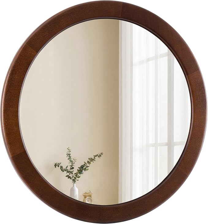 CULER Round Wood Mirror 24 Inch, Circle Mirror by Culer