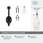 Amerock H55465MB | Adare Double Prong Decorative Wall Hook | Matte Black Hook - Image 5