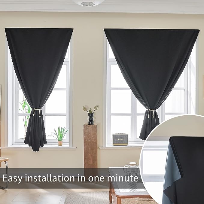 AJAZZ 100% Blackout Stick Curtain Portable Blackout Curtains Adhesive Curtains - Image 7
