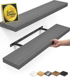 BAYKA Floating Shelves Grey, 22.5 inch Rustic Wood Wall Mounted Shelves by Bayka