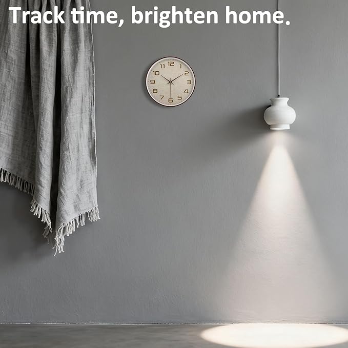 Woodgrain Wall Clock, Silent Non-Ticking Battery Operated Clock 10 Inch - Image 2