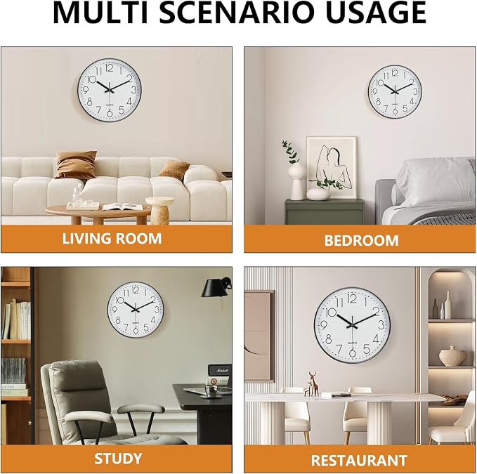 Wall Clock, Silent Wall Clocks Battery Operated 10 Inch Modern Non Ticking - Image 8