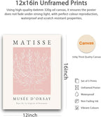 HesenDot Unframed Pink Wall Art Set of 3, 12x16in Matisse Canvas Prints - Image 2