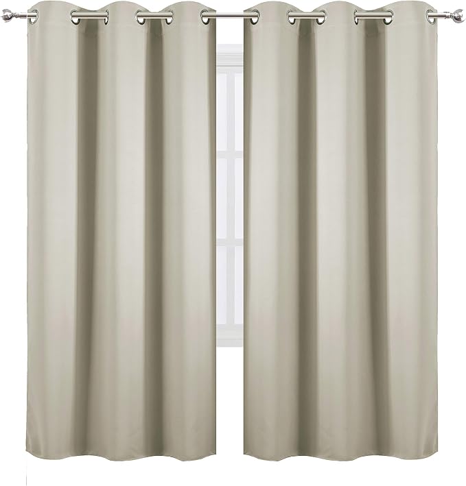 LEMOMO Light Beige Thermal Blackout Curtains/42 x 72 Inch/Set of 2 Panels Room - Image 2