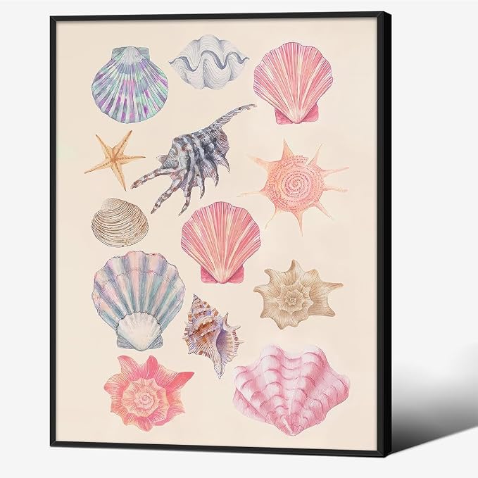 Pink Shell Posters Funky Coastal Cowgirl Wall Art Vintage Beach House by Unknown