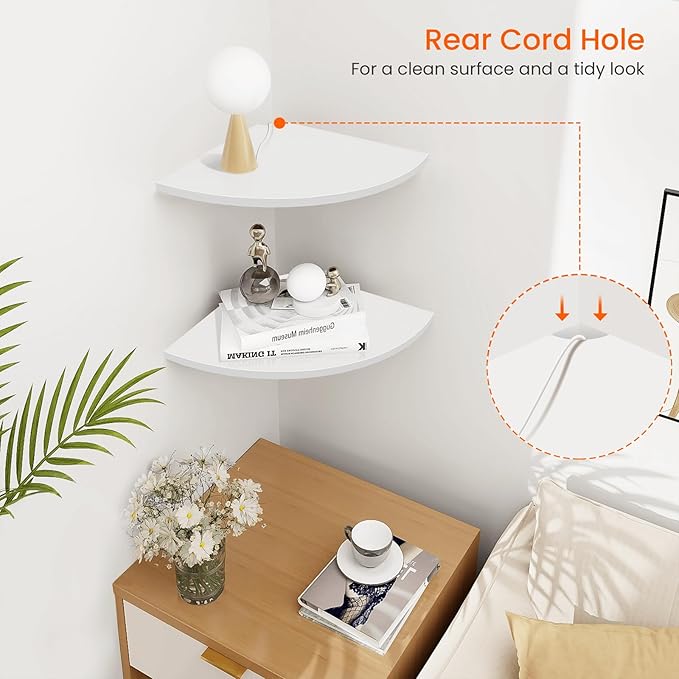 Homode Corner Wall Shelf, 12 in Wide Rounded Corner Shelf Floating - Image 4