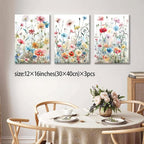KISSFOX Framed Colorful Wildflower Canvas Wall Art Set Of 3 Flowers Pictures - Image 4
