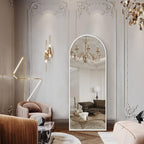 White 48"x16" Arched Full Length Mirror, Large Bathroom Wall Mirror Metal - Image 6