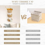 TeoKJ Over the Door Hanging Basket, 3-Tier Woven Cotton Wall-Mounted Storage - Image 5