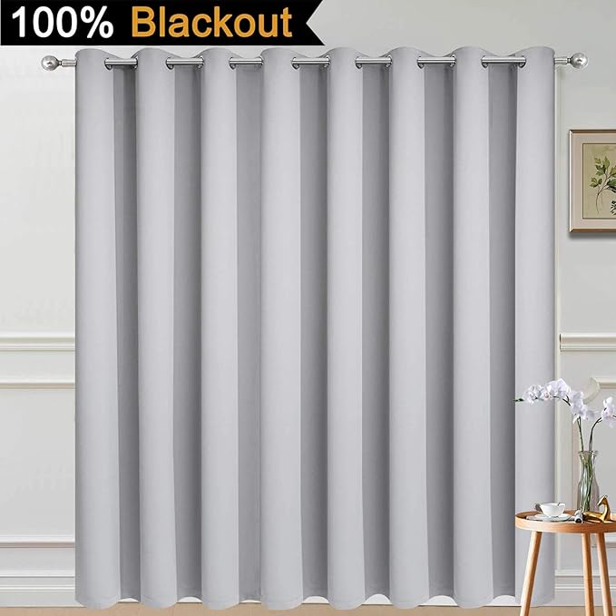 Yakamok 100% Blackout Extra Wide Thermal Insulated Curtains, Total Shade Patio - Image 2