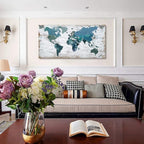 Teal Decor World Map Canvas Wall Art Pictures - Image 5