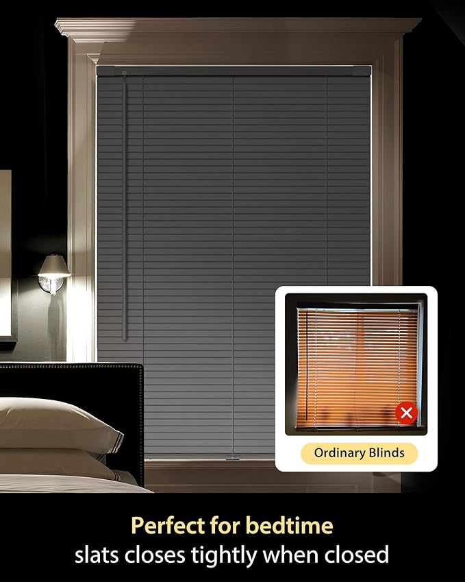 UNISHADES No Drill Blinds for Windows 1" Vinyl L-Shaped Slats Cordless Mini - Image 5